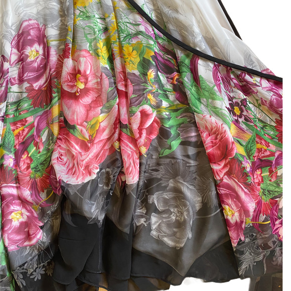 SLNY Floral Chiffon Asymmetrical Maxi Dress Size 6 - Picture 6 of 8